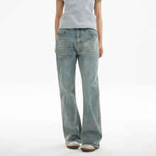 新因素xinyinsu美式直筒微喇牛仔裤女cleanfit宽松阔腿喇叭vibe裤