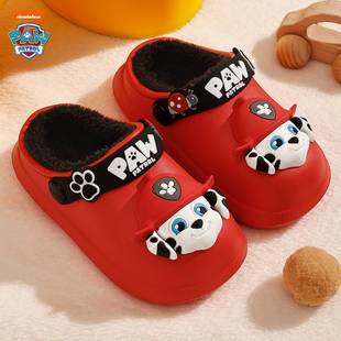 汪汪队儿童棉拖鞋冬季男童中大童包跟保暖防滑防水宝宝毛棉鞋女孩