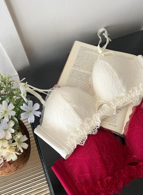 法式内衣女小胸聚拢显大无钢圈收副乳防下垂不空杯高中生文胸罩