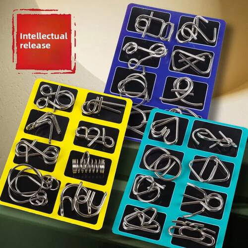 8Pcs/Set Metal Montessori Puzzle Wire Mind Brain Teaser Puzz