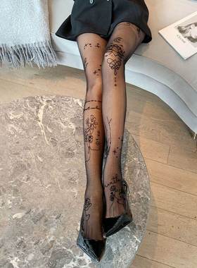 Women Sexy Tights With Patterned Tattoos Pantyhose Inscripti