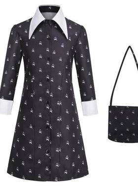 Kids Adult Wednesday Halloween Cosplay Costumes Dress for Wo