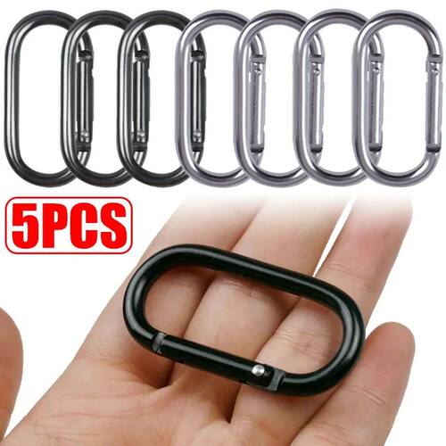1/5PCS Carabiner Black Oval Hanging Buckle Carabiner Hanging