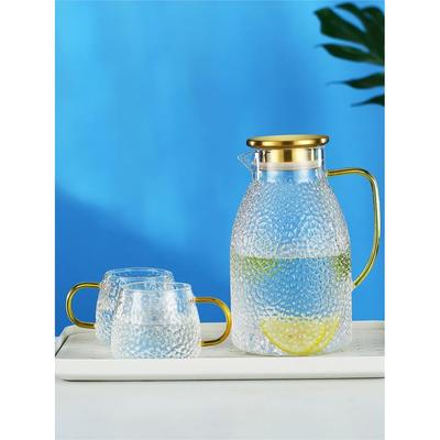 heat-resistin Glass Jug with Lid Ice Tea Water juice cup set