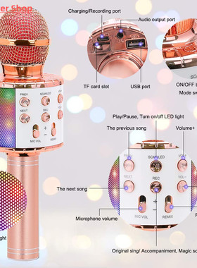 Wireless Karaoke Microphone Bluetooth Handheld Portable Spea