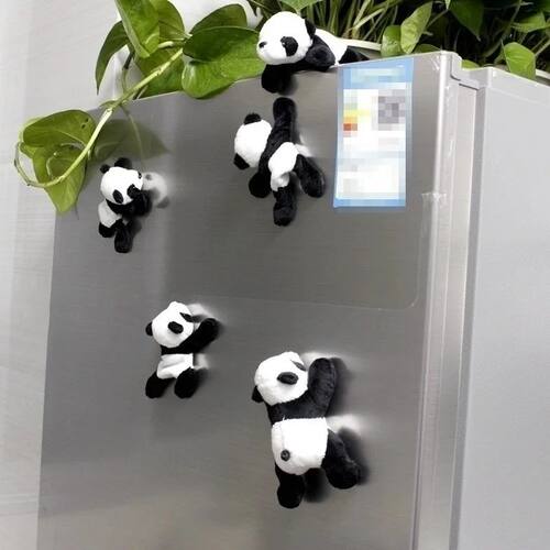 Cute Soft Plush Panda Magnet - Oval Fabric Whiteboard & Frid