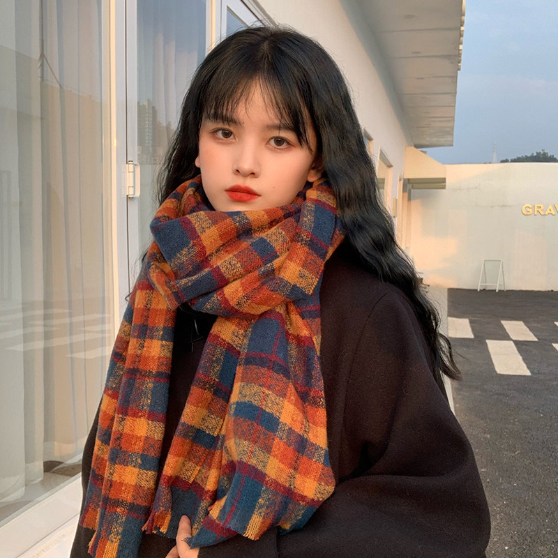 韩版加厚保暖格子围巾女冬季百搭针织披肩围脖两用秋冬复古网红风|msdalam kategori Aksesori/Belt kulit/Hat/Muffler, Muffler/tudung/selendang - dari Buy2taobao.com untuk memberikan perkhidmatan ejen Taobao profesional membeli