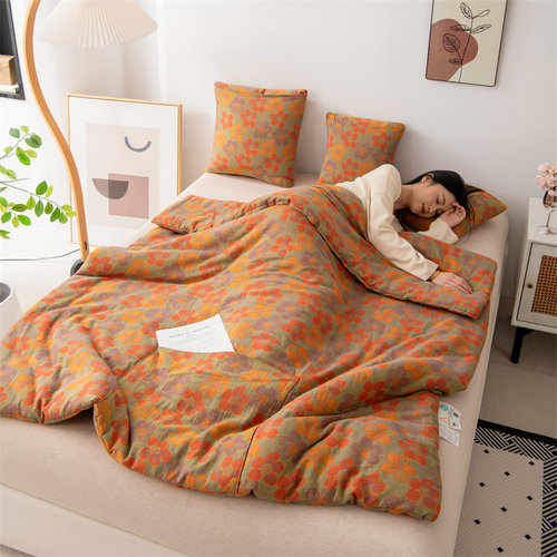 A类/全棉 双层纱抱枕被子两用二合一车用加厚午睡毯子车载枕头被