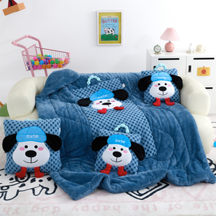 北极绒 加厚 抱枕车用被子两用二合一午睡毯枕头被折叠沙发靠枕