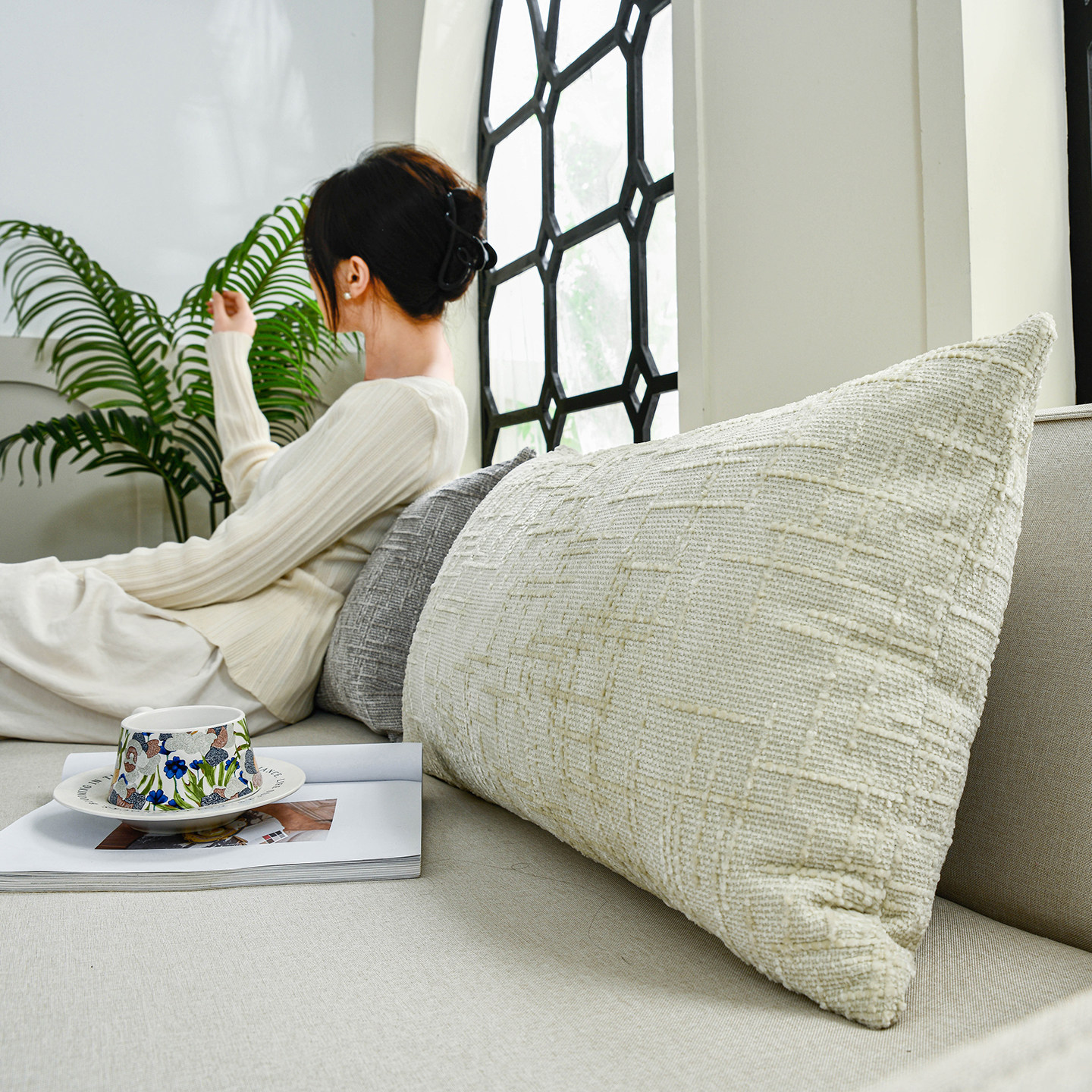 雪尼尔 长条客厅沙发后背靠垫高级感2025新款床头大靠背护腰靠枕,居家布艺,靠垫/抱枕,淘宝优惠券,粉丝福利购,淘宝优惠卷