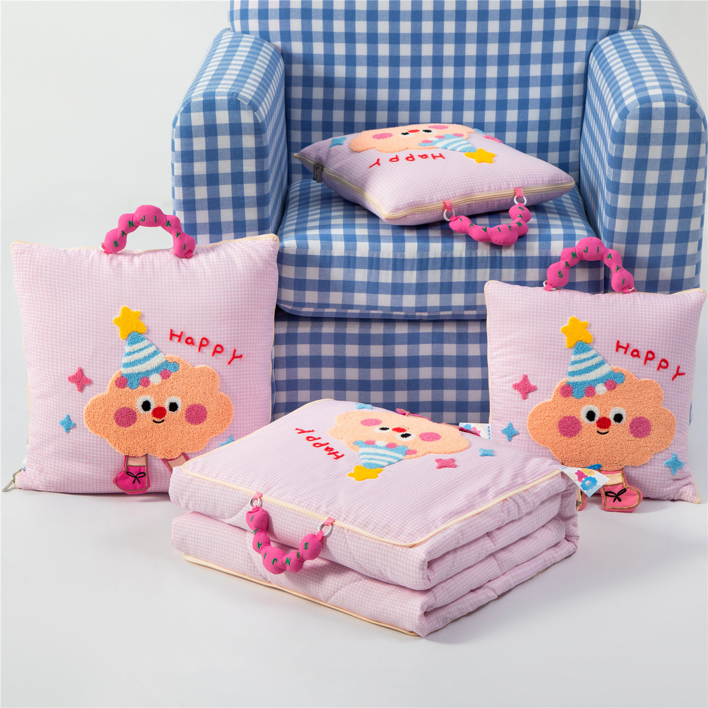 云朵曲奇 水洗棉抱枕被子两用2026新款车用汽车靠枕靠背毯二合一