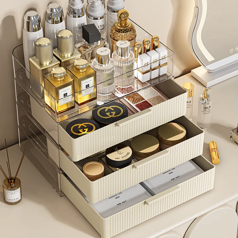 化妆品收纳盒梳妆台护肤品置物架2024新款桌面高级感亚克力整理箱
