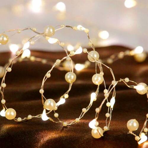 1pc 20/50 LED Red/White Pearl String Lights Pearlized Copper
