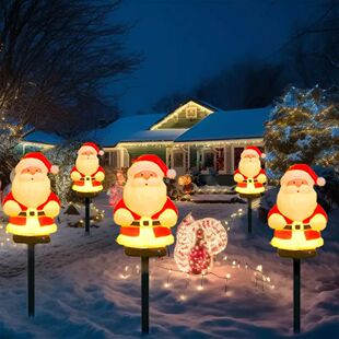 5Pcs/Set Christmas Santa Claus Pathway Lights Garden Stake L