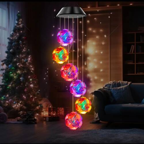 1pc Solar Powered Color Changing Pink Embroidered Ball Flowe