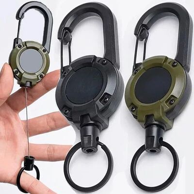Retractable Heavy Duty Pull Reel Carabiner Key Chains Strong