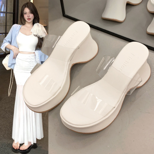 松糕厚底凉拖鞋仙女鞋子2026新款夏季时尚外穿法式绝美透明带凉鞋