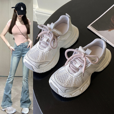 优兰意厚底圆头薄款透气老爹鞋女