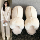 加绒棉鞋 冬季 厚底保暖包头皮毛一体雪地靴 女外穿2025新款 毛毛拖鞋