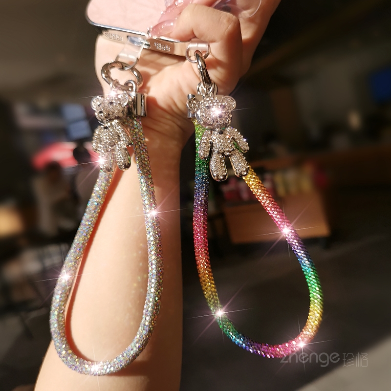 满钻小熊手机挂绳ins闪钻挂饰