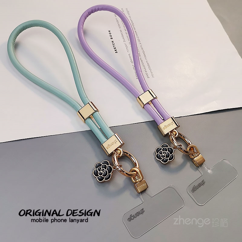 虹客手机挂绳小香风皮质锁扣防掉手腕绳女短款户外旅游行逛街防丢摔手提链带子电话套壳挂件吊绳通用时尚新品
