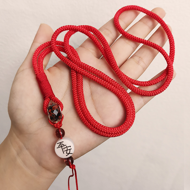 手机挂绳长款中国风复古挂脖绳男女款手工编织转运平安手机链挂件长绳不勒脖手机绳结实耐用宽带绳防丢吊绳