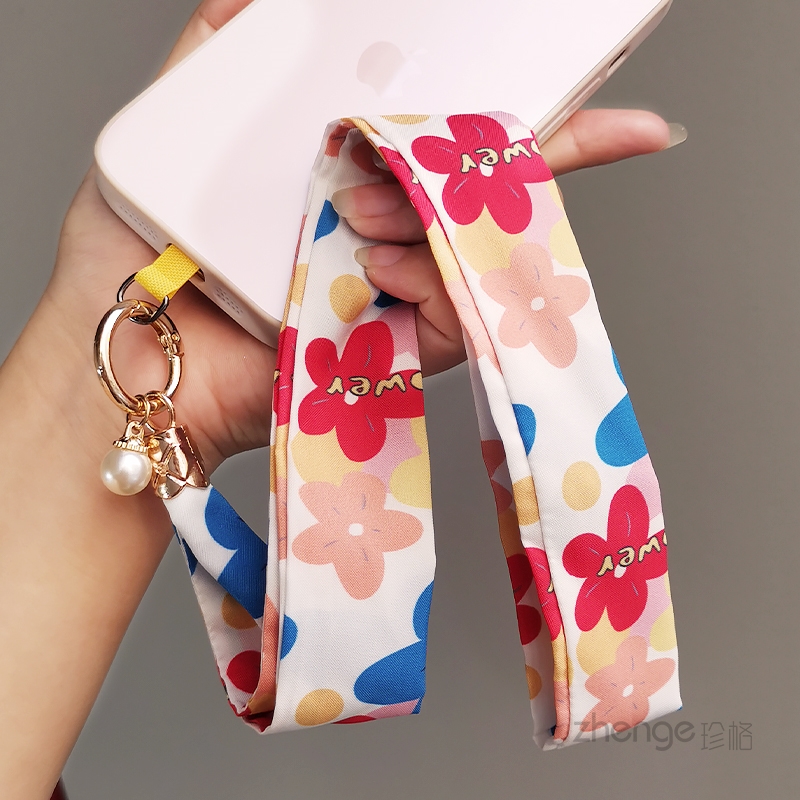 虹客手机挂绳挂脖长款宽版丝巾编织带不勒脖户外旅游行逛街防丢摔电话套壳U盘证件挂脖绳时尚女士百搭新品
