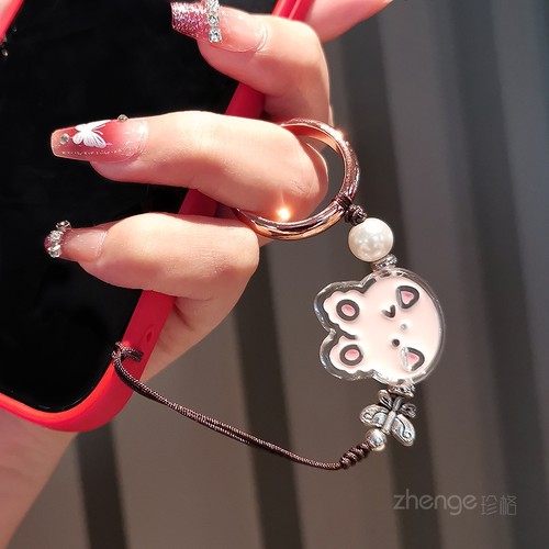 小兔指环手机挂绳ins风拇指挂绳