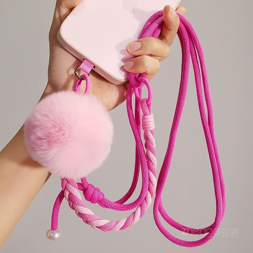 虹客手机挂绳女斜挎手腕双拼可调节挂脖棉线编织长款秋冬户外旅游行逛街防丢摔手提套壳便携包包肩背通用新品