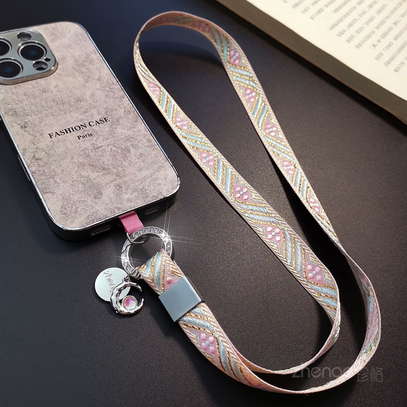 虹客手机挂绳女士挂脖织带宽版长款独特超好看小众精致高级感户外登山便携旅游行防丢摔电话套壳挂件吊绳新品