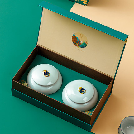 绿茶瓷罐包装盒空礼盒中国风红茶礼盒装空盒龙井茶叶包装通用
