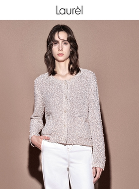 【长绒棉】Laurel劳芮春新进口幻彩珠片波嬉针织开衫LWL351M02100