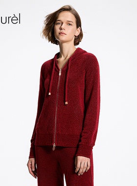 【仿丝绒纱】Laurel劳芮26春新款连帽拉链针织外套LWL371M01900