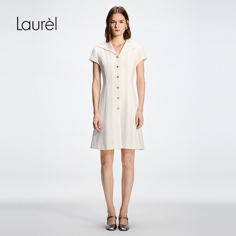 【小香风花纱】Laurel劳芮26春新款海军领A字连衣裙LWD371Y02300