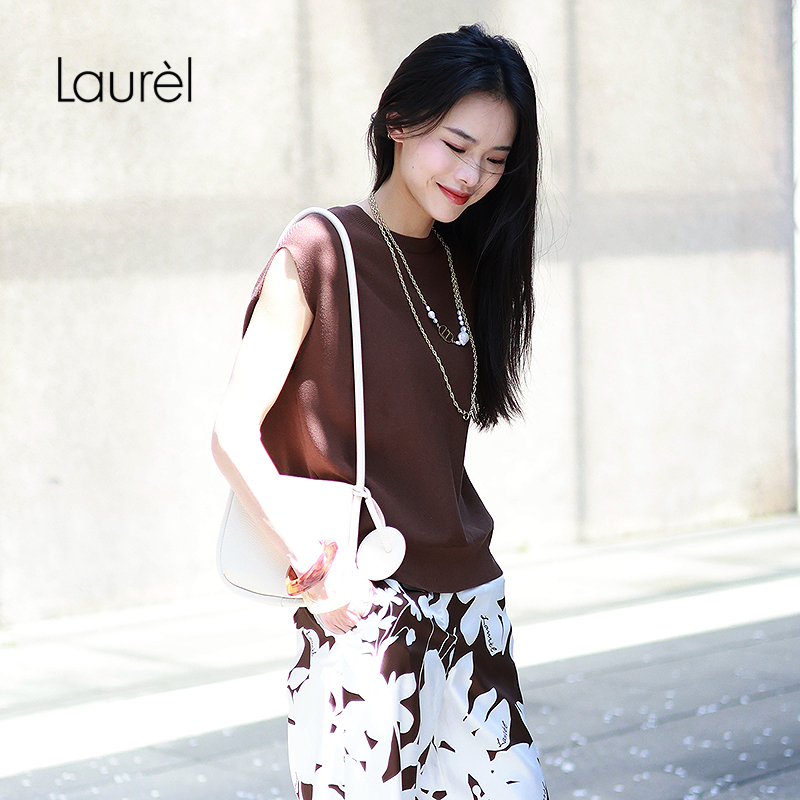 【长绒棉】Laurel劳芮可露丽茧型落肩袖针织上衣LWL362M07500