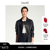 Laurel劳芮新款 羊皮革 轻薄羊皮风衣领外套女LWL353X02600