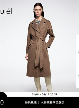 【15.5μm山羊绒】Laurel劳芮新款翻领长款大衣LWD371D00100