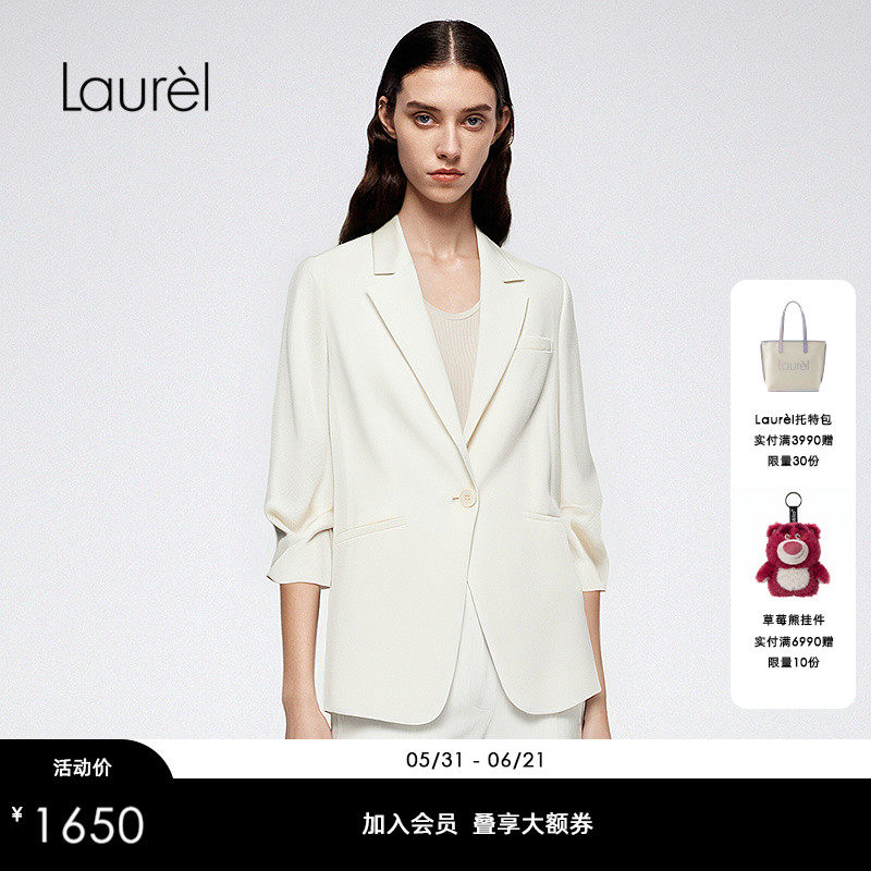 【醋酯纤维】Laurel劳芮新款一粒扣淡人压褶西装女LWD365T16100