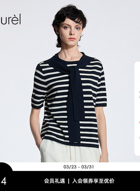 【莱赛尔纤维】Laurel劳芮条纹海军风披肩毛衫LWD363M02500