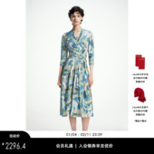 Laurel劳芮春季 真丝 新真丝收腰花朵波嬉连衣裙女LWD331Y04300