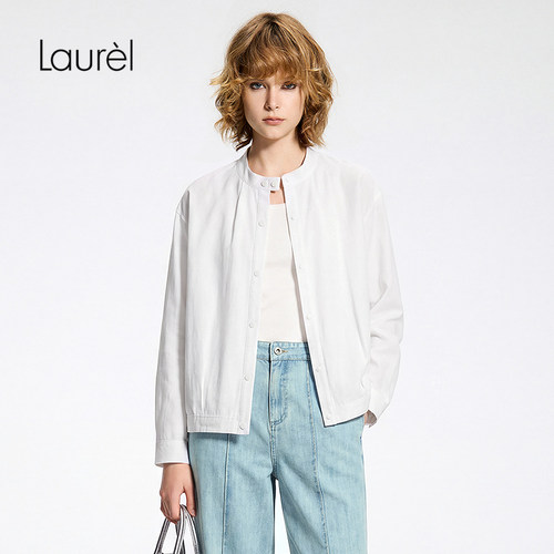 【长绒棉】Laurel劳芮26早秋立领单排扣衬衫式外套LWD375W02500