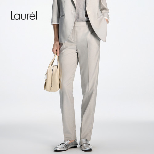 Laurel劳芮26春新款经典窄脚显瘦斜纹西裤LWD371K01100