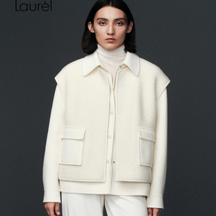 拼接两件式 Laurel劳芮秋冬新款 外套女LWL343D06700 绵羊毛