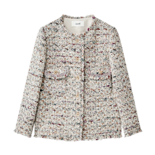 Laurel劳芮新款航海小香风花呢圆领箱型外套LWD353W00400