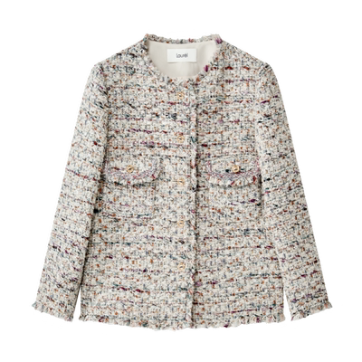 Laurel劳芮新款航海小香风花呢圆领箱型外套LWD353W00400