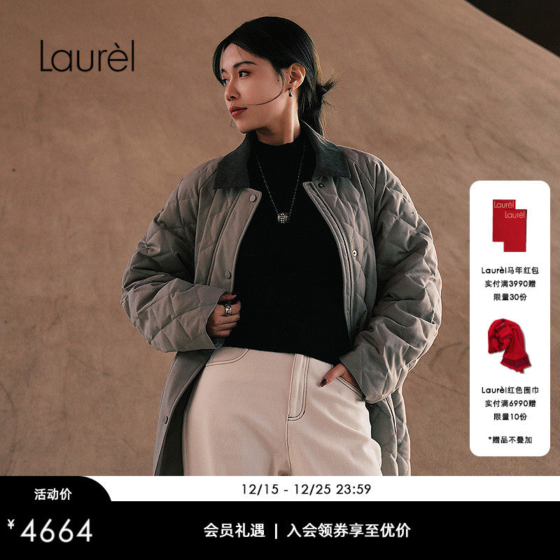 【白鹅绒】Laurel劳芮秋冬新款巴恩风萎格羽绒服女LWD364L00500