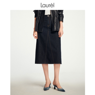 Laurel劳芮新款 经典 休闲牛仔半裙女LWL353Q03200 长绒棉