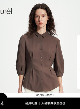 Laurel劳芮新款复古可露丽七分泡泡袖衬衫LWL352C07300