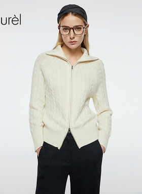 Laurel劳芮新款高智感翻领扭花毛衫LWD363M01600