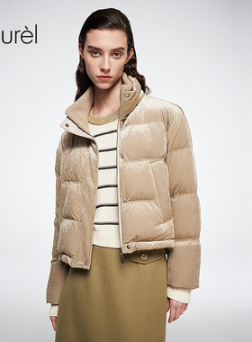 【醋酸丝绒】Laurel劳芮25秋新款短款立领龟背羽绒服LWL364L00900